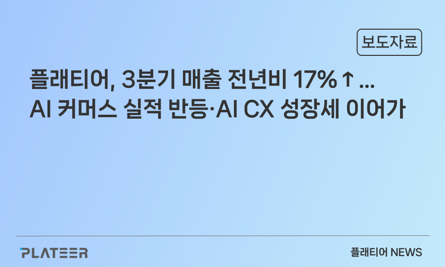 PLATEER Reports 17% YoY Revenue Increase in Q3… AI-Commerce Performance Rebounds and AI CX Growth Continues